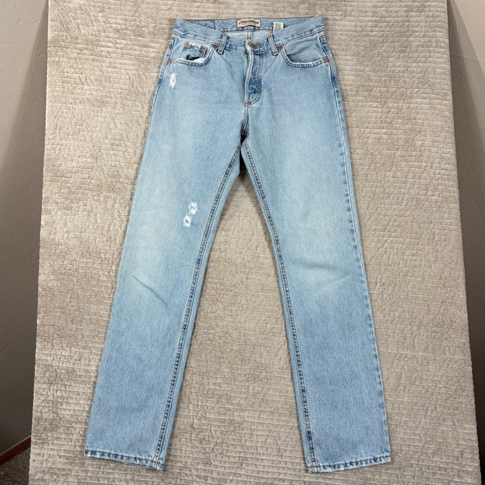 London Jean 6 High Rise Straight Leg Button Fly Light Wash Denim Jeans USA